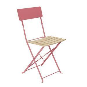 Chaise pliante en bois et métal Vita - 42 x 45 x H 81 cm - Rose - MOOREA