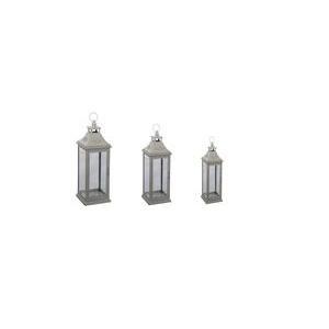 LANTERNE METAL GRIS X3