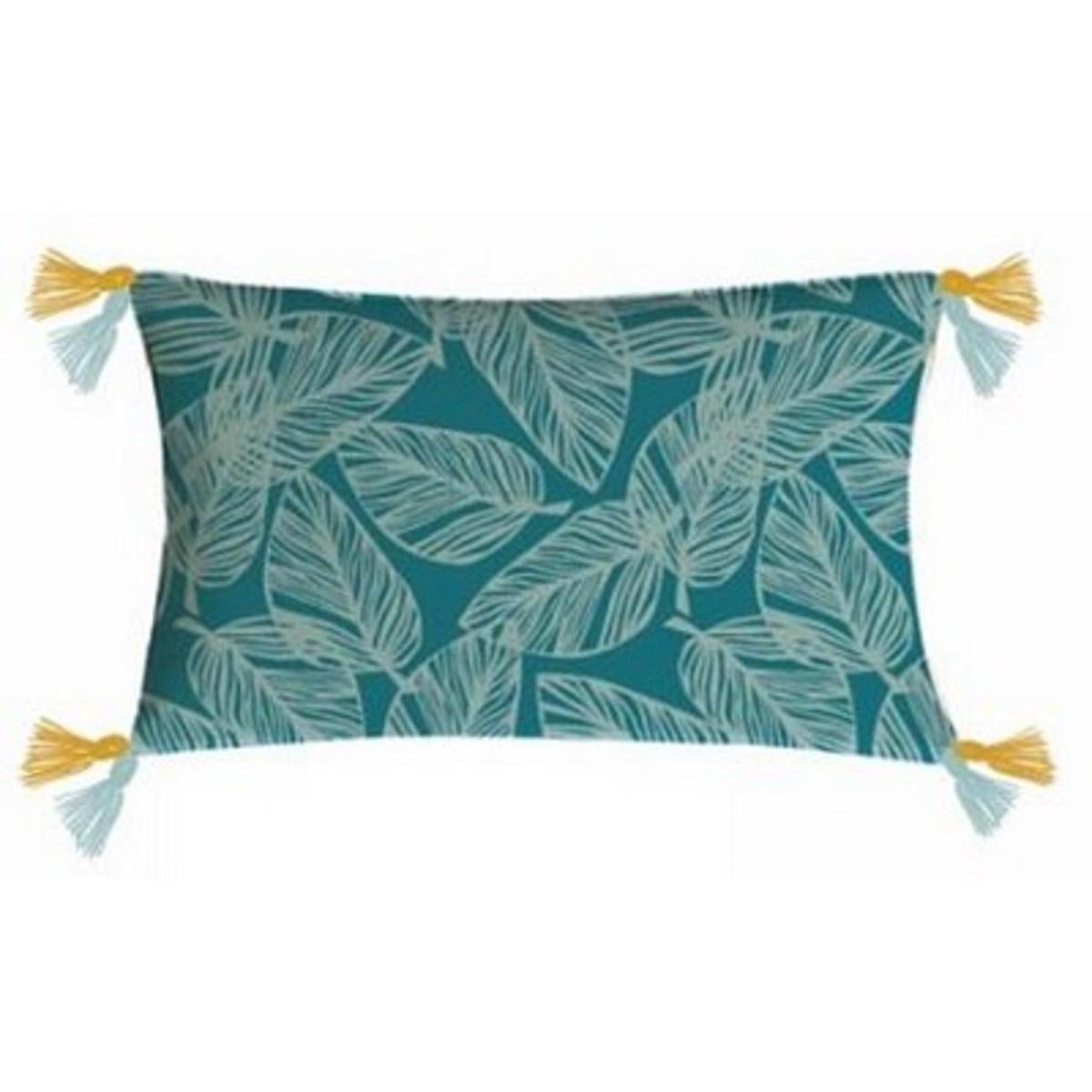 Coussin feuillages Paradise - 30 x 50 cm - Bleu - K.KOON