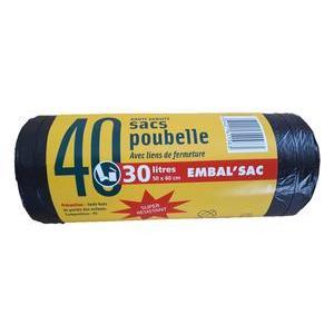 40 sacs poubelle - 30 L - Noir