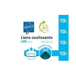 20 sacs poubelle coulissants - 10 litres