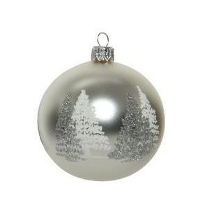 Boule de Noël décor sapin Ø 8 cm - Argent