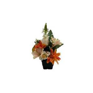 Pot de roses, orchidées et fougères - H 33 cm - Différents modèles