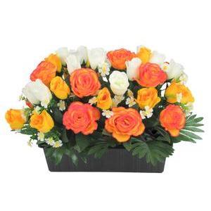 Jardinière de roses ouvertes - 43 x L 57 x H 36 cm
