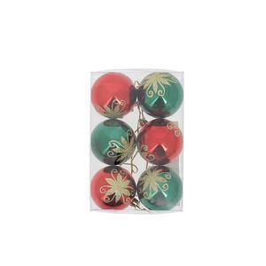 6 boules à paillettes - ø 6 cm - Rouge et vert - FAIRY STARS