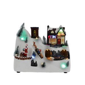 Maison et train de Noël animé - L 26 x l 17 x H 21 cm