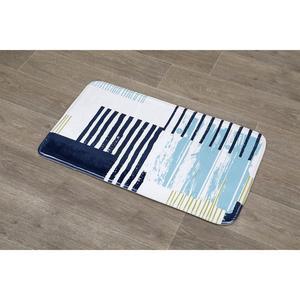 Tapis de bain lignes - 45 x L 75 cm - Bleu