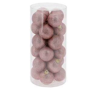 24 boules de Noël pailletées - ø 6 cm - Rose - FAIRY STARS