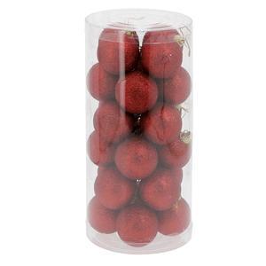24 boules de Noël pailletées - ø 6 cm - Rouge