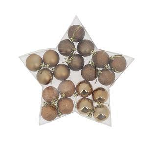 20 boules de Noël assorties - 5 finitions - Or et marron - FAIRY STARS