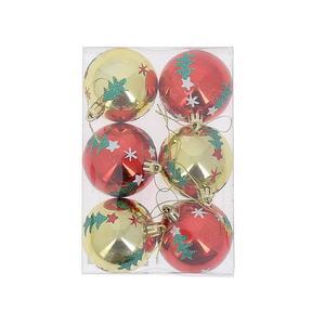 6 boules flocon et sapin - ø 6 cm - Rouge et or- FAIRY STARS