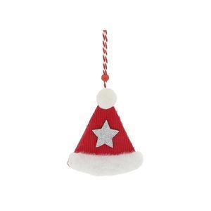Suspension bonnet étoilé - H 9 cm - Rouge et blanc - FAIRY STARS