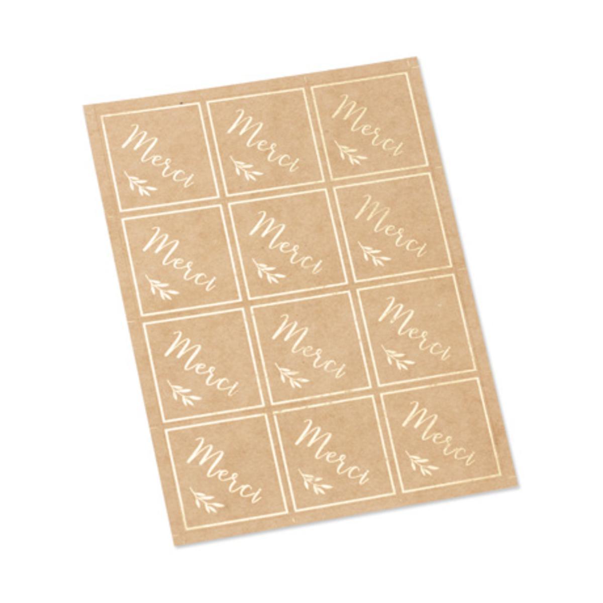24 stickers "merci" - 4 x L 4 cm