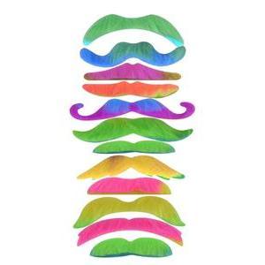 12 moustaches fluorescentes - Multicolore