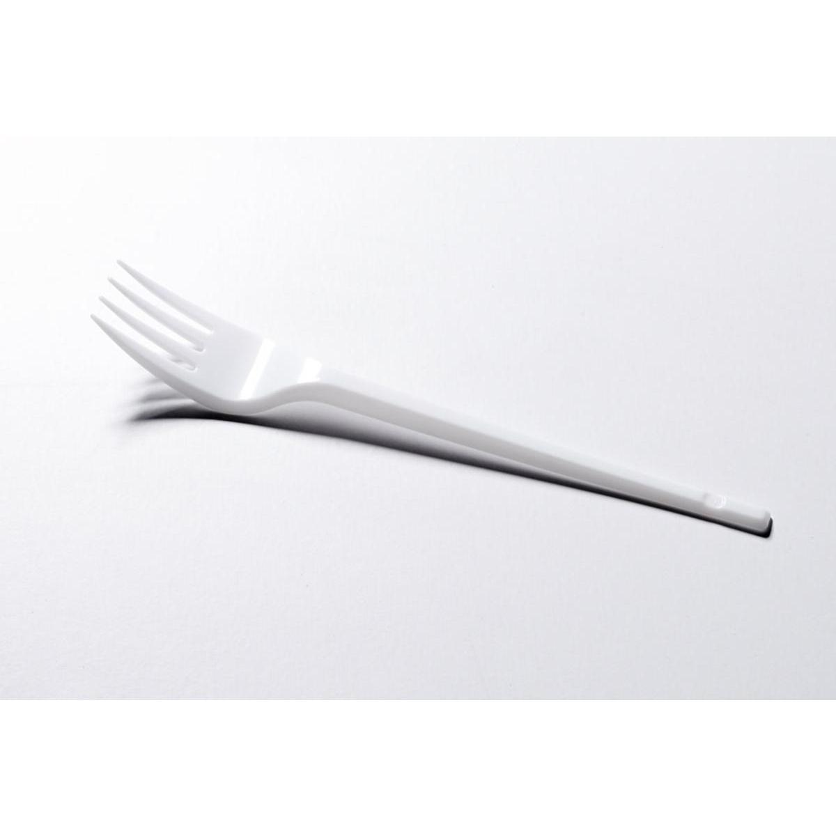 Lot de 20 fourchettes - plastique - 17 cm - Blanc