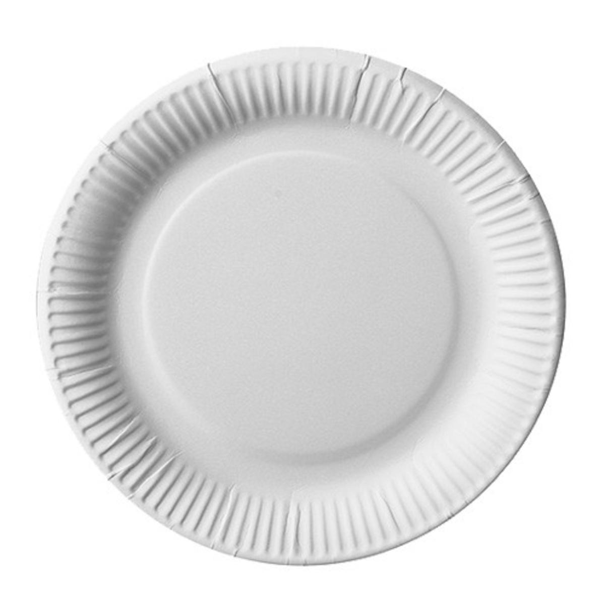 50 assiettes jetables en carton - ø 23 cm - Blanc