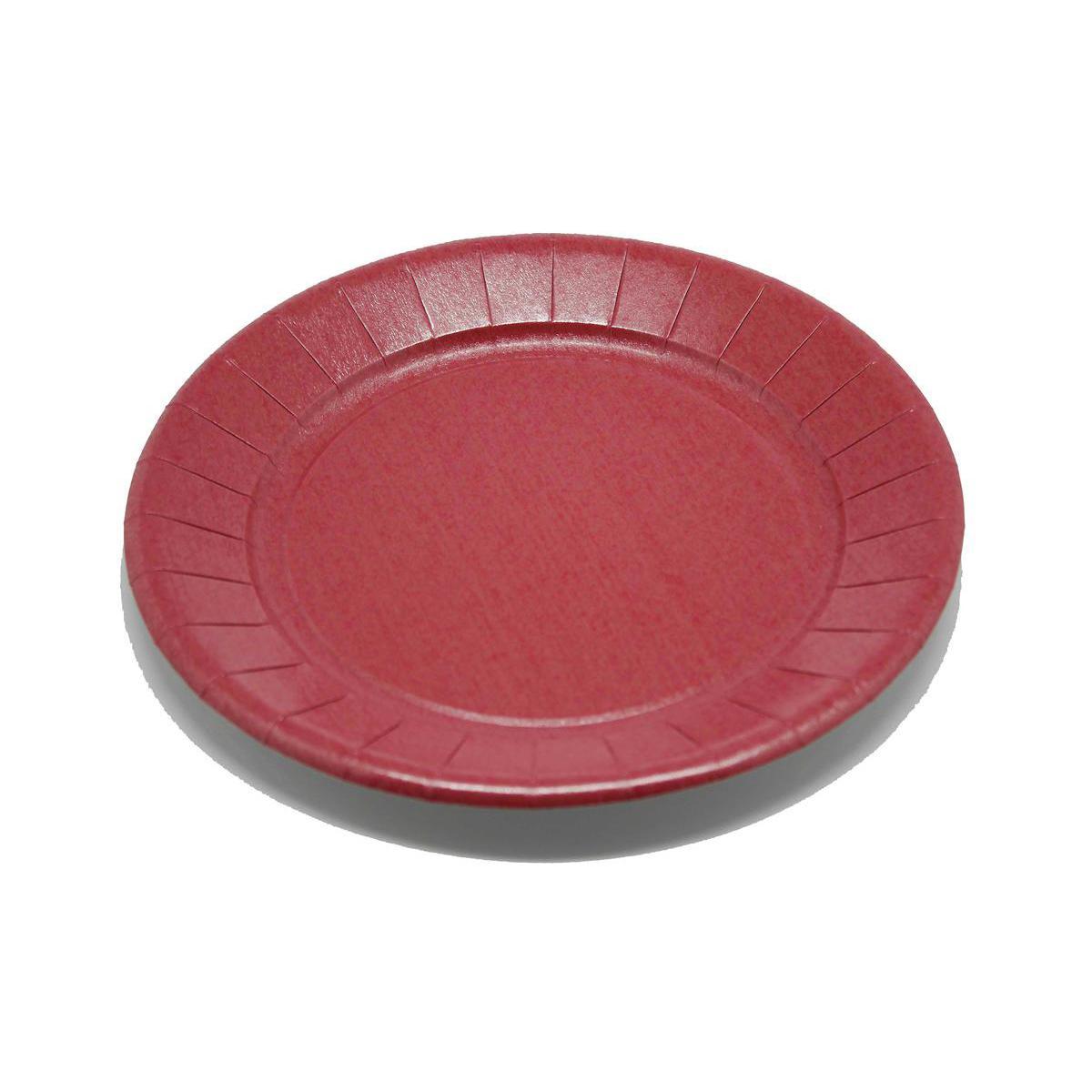 Lot de 20 assiettes - carton - diamètre - 23 cm - Rouge bordeaux