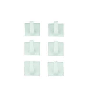 Lot de 6 crochets carrés - Plastique - 16 x 9,5 x 2,2 cm - Blanc