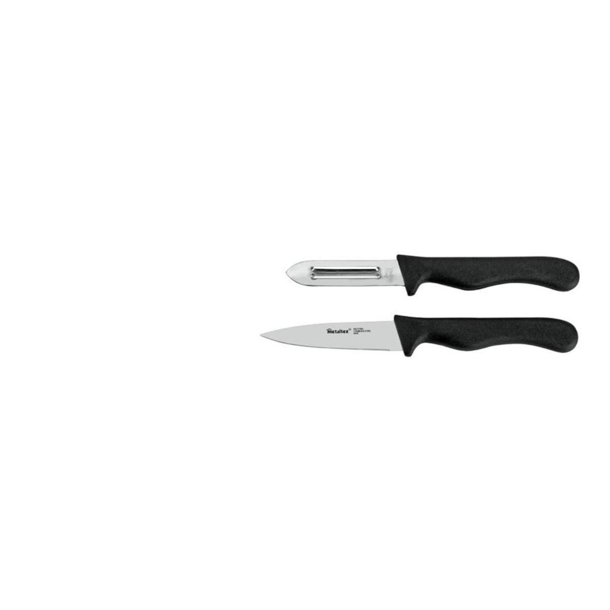 Couteau et éplucheur - Acier inoxydable et plastique - 23,5 x 6,8 x 1,3 cm - Blanc