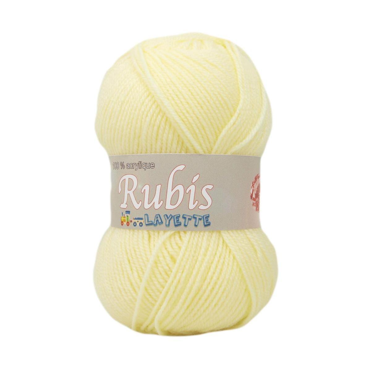 2 pelotes Rubis layette - 50 g - Différents coloris - Jaune