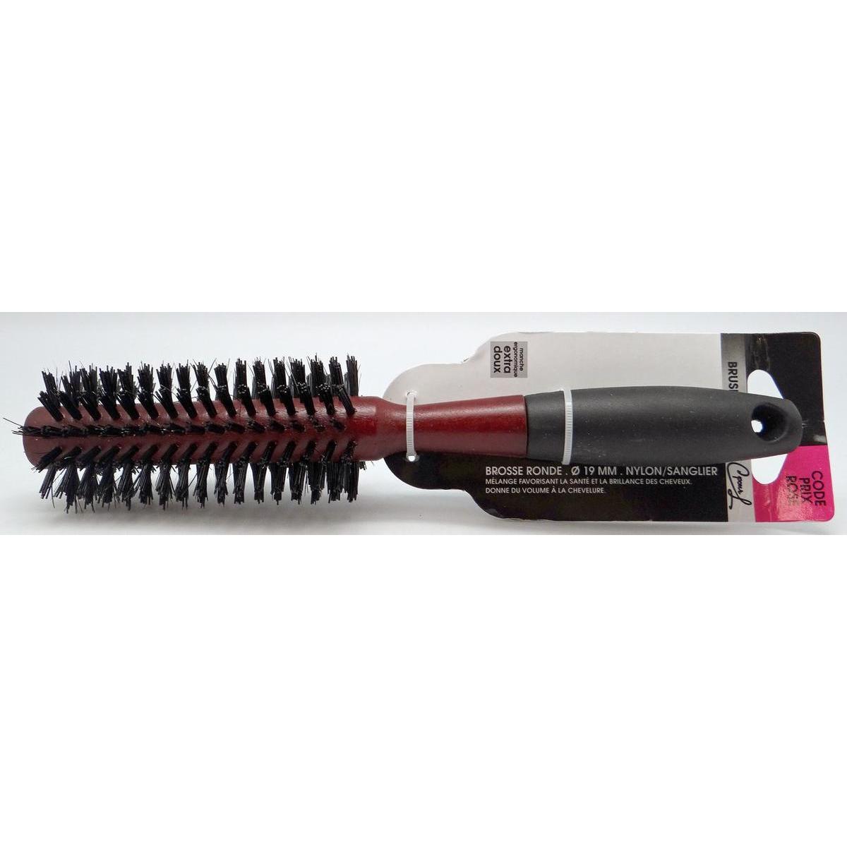 Brosse brushing poils mixtes - ø 1.9 x L 22 cm - Rouge, noir
