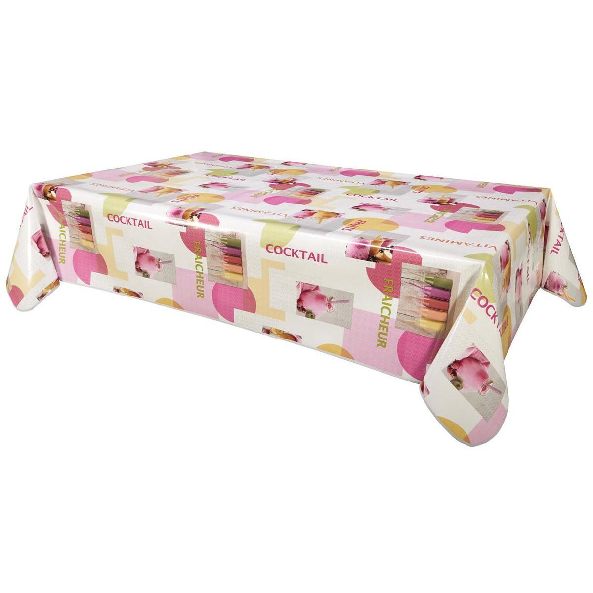 Nappe en toile cirée anti tâches - Blanc, rose