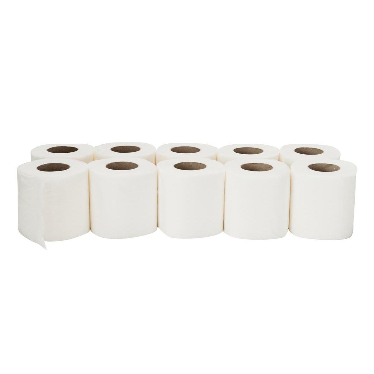 10 rouleaux Papier toilette - Cellulose - 49.5 x 18 x 10 cm - Blanc