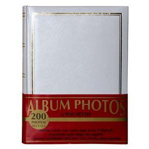 Album photo vintage Écriture effet livre - 25 x 19 x 4.1 cm - Blanc
