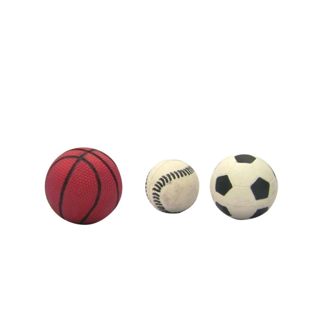 Jouet balle dure sport - Caoutchouc- D 6,5 cm - Blanc, noir ou rouge