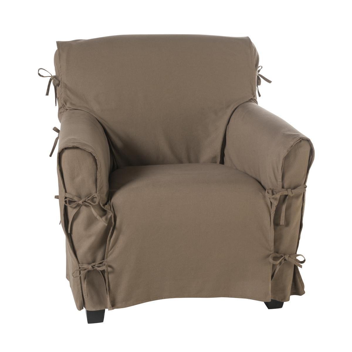 Housse de fauteuil à nouettes - 100 % coton - 90 x 270 cm - Marron