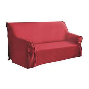 Housse de canapé à nouettes - 100 % coton - 205 x 270 cm - Rouge