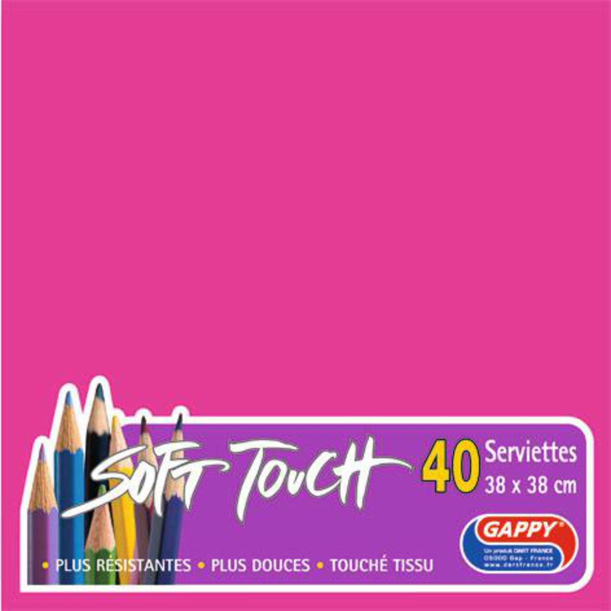 40 serviettes Soft Touch - 38 x 38 cm - Fuchsia