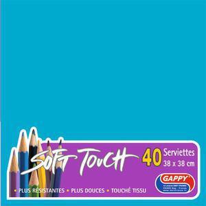 40 serviettes Soft Touch - 38 x 38 cm - Bleu