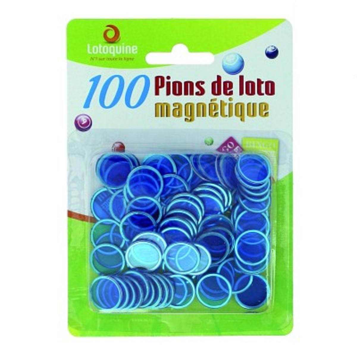 100 pions magnétiques de loto - Différents coloris assortis - Bleu