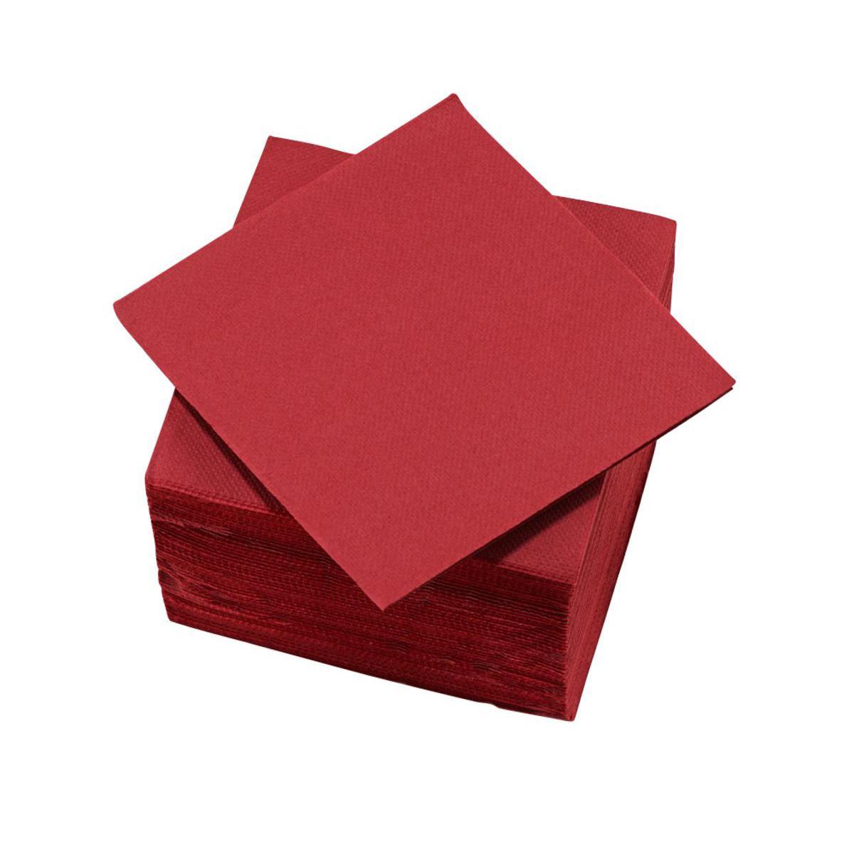 Lot de 40 serviettes - ouate - 25 cm x 25 cm - Rouge bordeaux