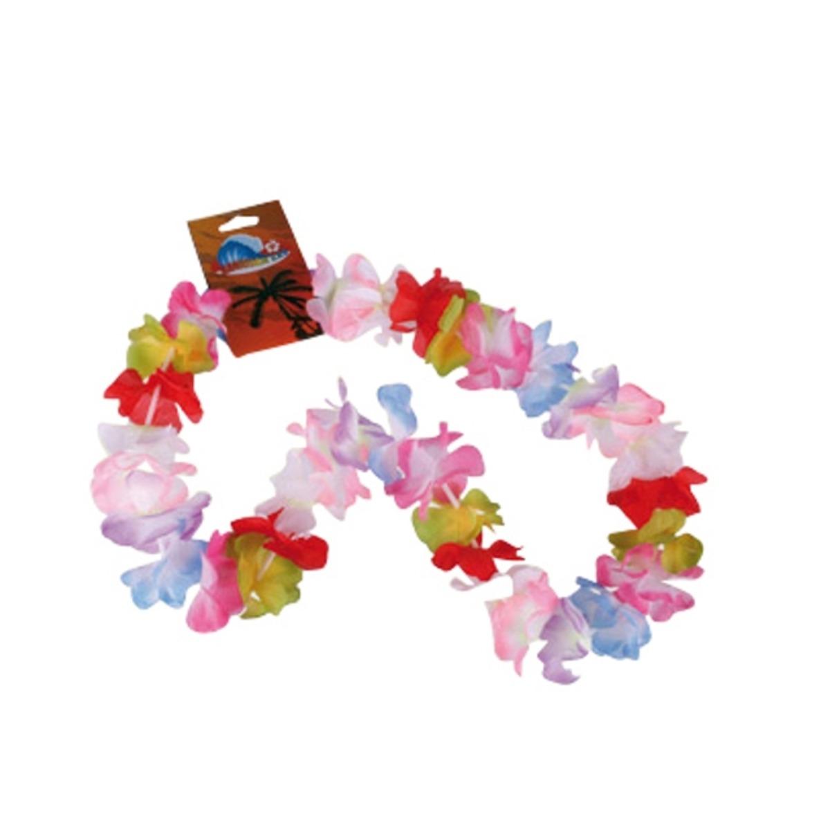 Collier de fleurs Hawaïen de bienvenue - Longueur 55 cm - Rose multicolore