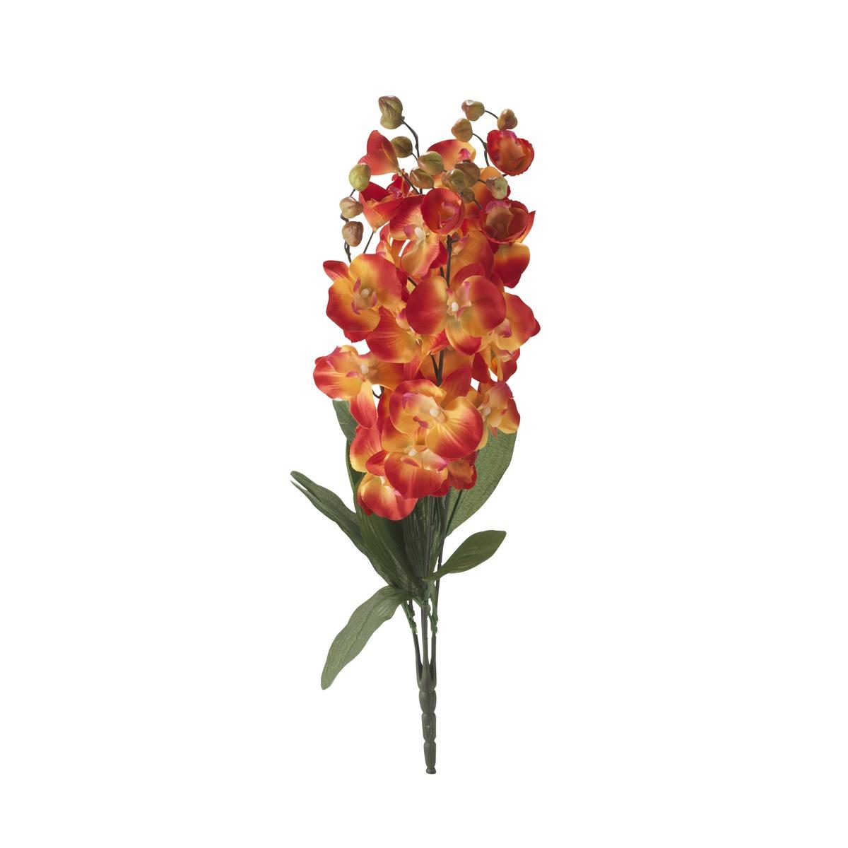 Bouquet piquet de 5 orchidées - Hauteur 73 cm - Orange