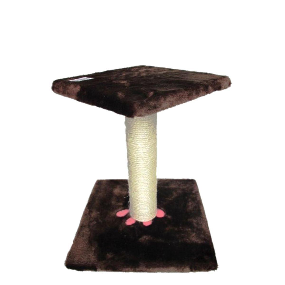 Arbre à chat double plateaux - Sisal, tissu et Bois - H 36 cm - Gris, rose et beige