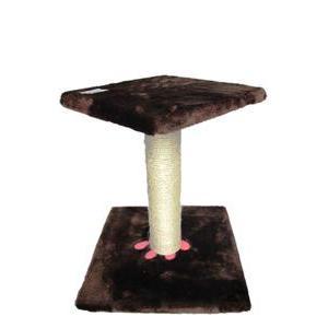 Arbre à chat double plateaux - Sisal, tissu et Bois - H 36 cm - Gris, rose et beige