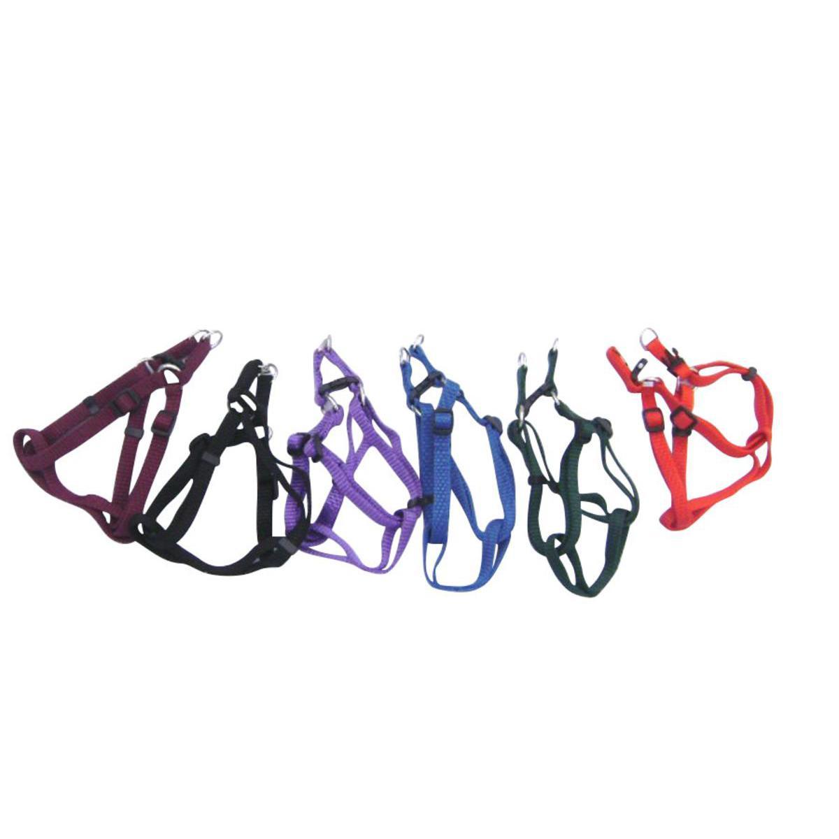 Harnais - Nylon - 1 x 6 à 9 cm - Noir, bleu, rouge, marron ou violet
