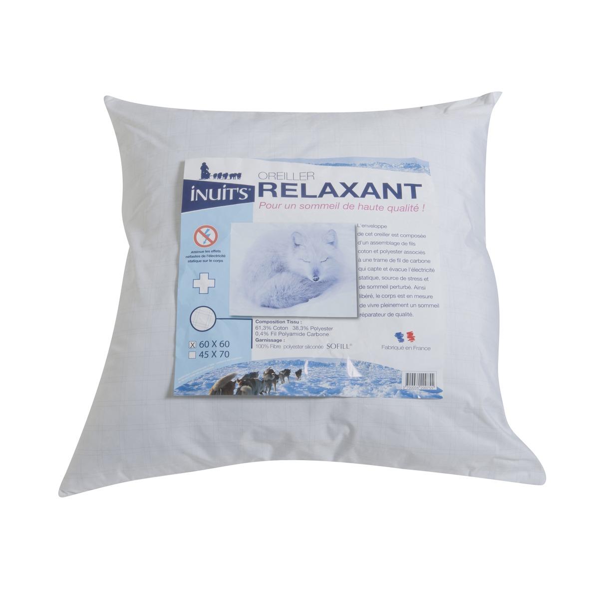 L'oreiller relaxant - 60 x 60 cm - fils de carbone - Blanc