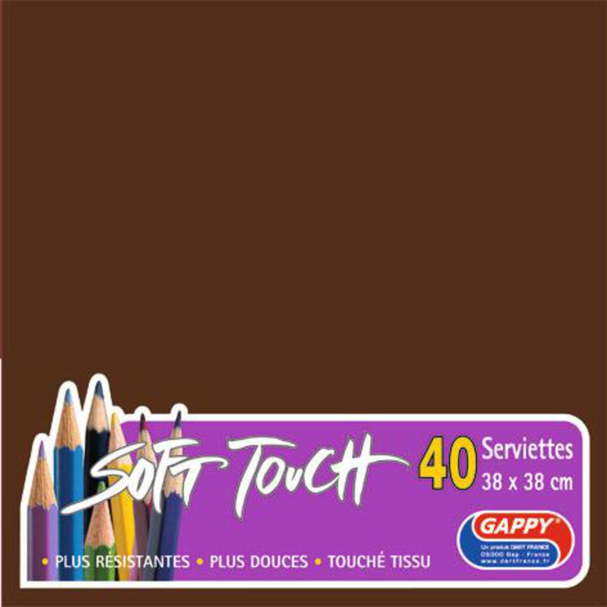 Lot de 40 serviettes - 38 x 38 cm - Pure Ouate de cellulose - Marron chocolat