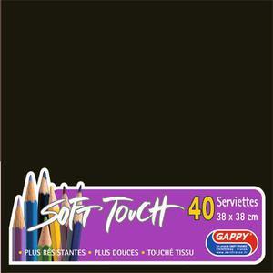 Lot de 40 serviettes Soft Touch - 38 x 38 cm - Pure Ouate de Cellulose - Noir