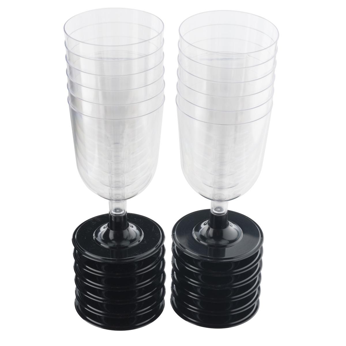 Lot de 12 verres à pied - 15 cl - Noir