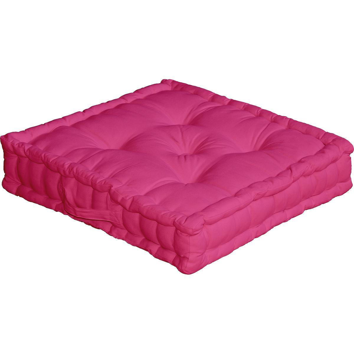 Coussin de sol avec poignée 50 x 50 x 10 cm coloris fuschia