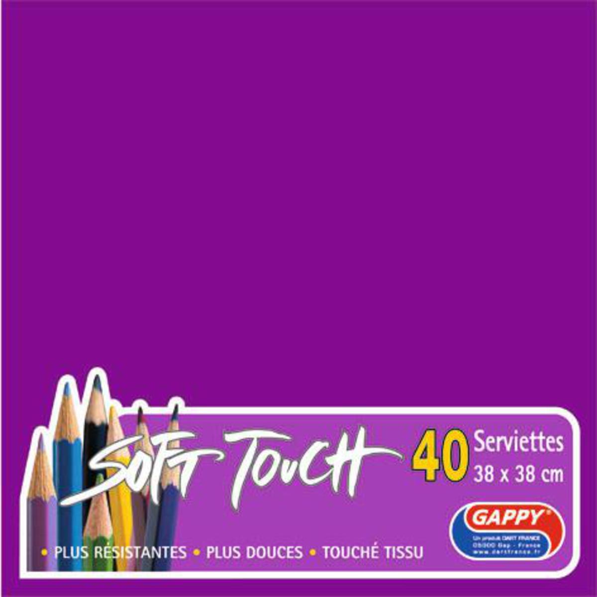 40 serviettes Soft Touch - 38 x 38 cm - Violet