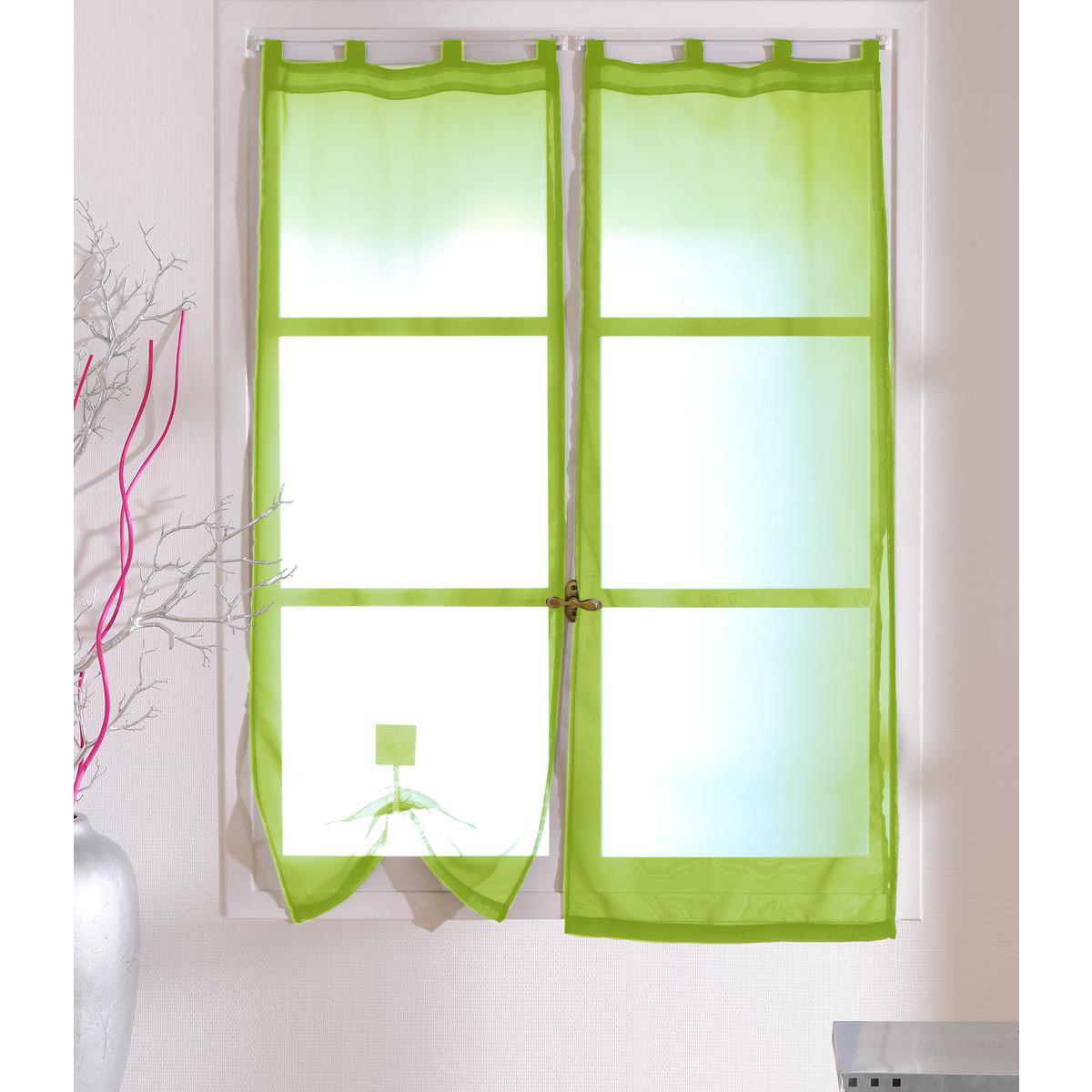Paire de vitrages - 100% polyester - 70 x 160 cm - Vert