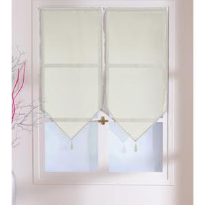 Paire de vitrages - 100% polyester - 60 x 90 cm - Beige