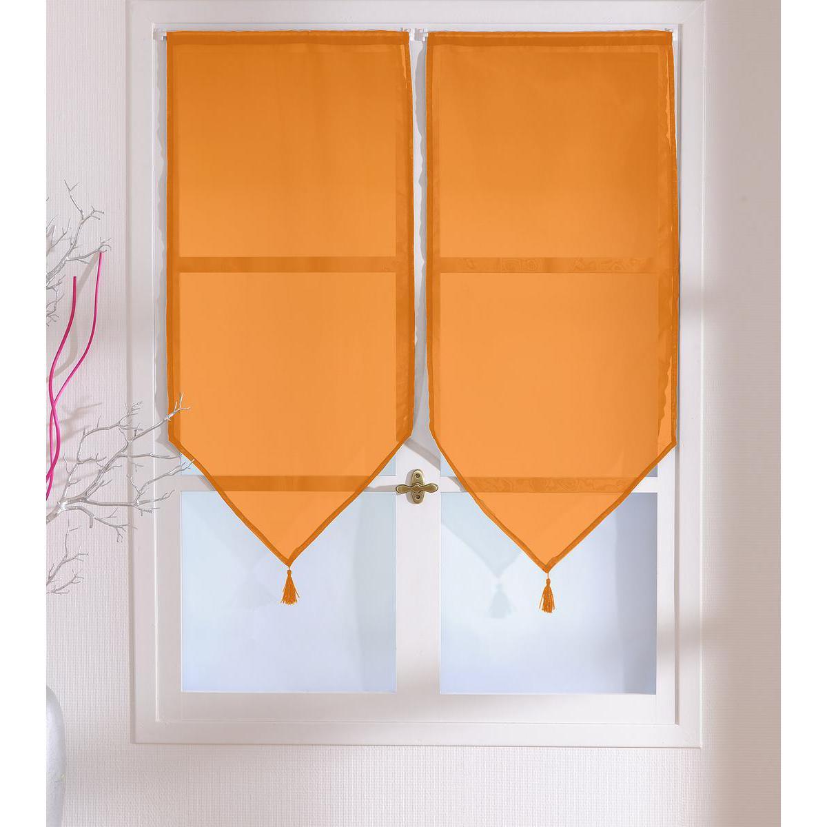 Paire de vitrages - 100% polyester - 60 x 90 cm - Orange