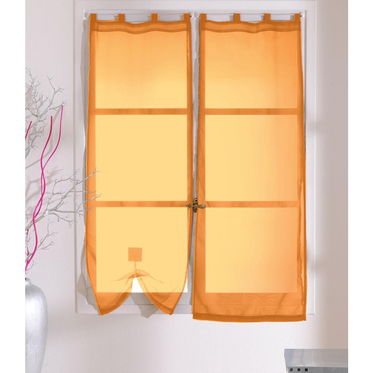 Paire de vitrages - 100% polyester - 70 x 160 cm - Orange